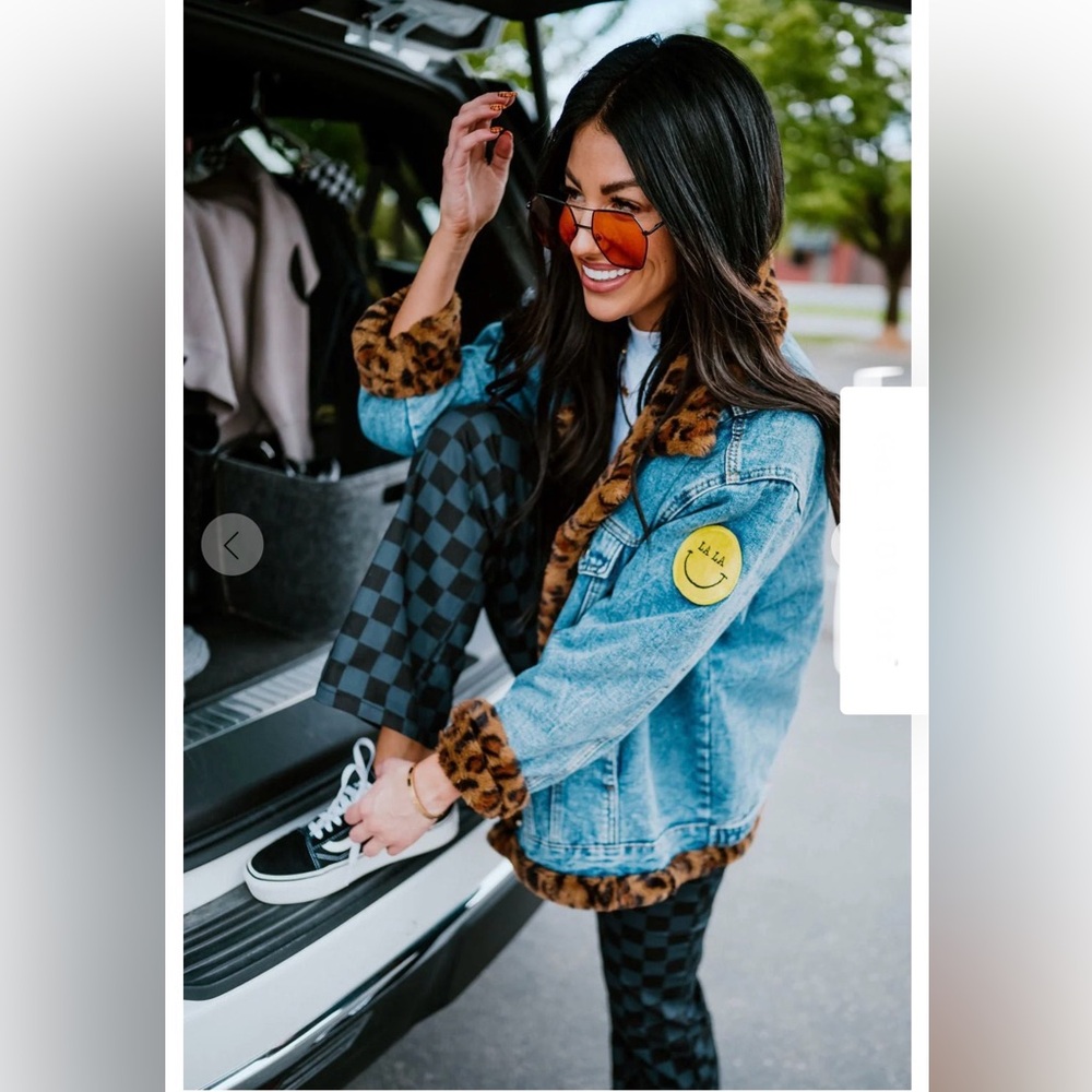 Lala Forever Patched Trucker Jacket in Leopard